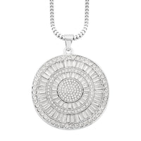 White Crystal Cocktail Pendant Necklace 29-31 Inches in Silvertone