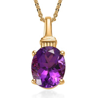 Amethyst Solitaire Pendant Necklace 20 Inches in Vermeil Yellow Gold Over Sterling Silver 2.65 ctw