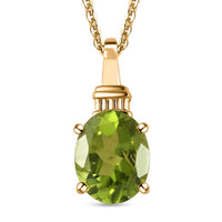 Peridot Solitaire Pendant Necklace (20 Inches) in Vermeil YG Over Sterling Silver 2.15 ctw