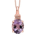 Rose De France Amethyst Solitaire Pendant Necklace 20 Inches in Vermeil Rose Gold Over Sterling Silver 2.35 ctw - Sticky add to cart bar