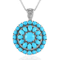 Premium Sleeping Beauty Turquoise and Multi Gemstone Cocktail Pendant Necklace 20 Inches in Platinum Over Sterling Silver 14.00 ctw - Sticky add to cart bar