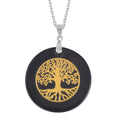 Shungite 30mm Tree of Life Pendant in Rhodium Over Sterling Silver with Stainless Steel Necklace 20 Inches 35.00 ctw - Sticky add to cart bar