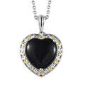 Karis Thai Black Spinel 7.90 ctw Solitaire Heart Pendant in 18K YG Plated, Platinum Bond and Stainless Steel Necklace 20 Inches - Sticky add to cart bar