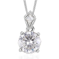 Moissanite Pendant Necklace 18 Inches in Rhodium Over Sterling Silver 2.10 ctw - Sticky add to cart bar