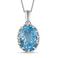 Sky Blue Topaz Pendant Necklace 20 Inches in Platinum Over Sterling Silver 10.00 ctw - Sticky add to cart bar