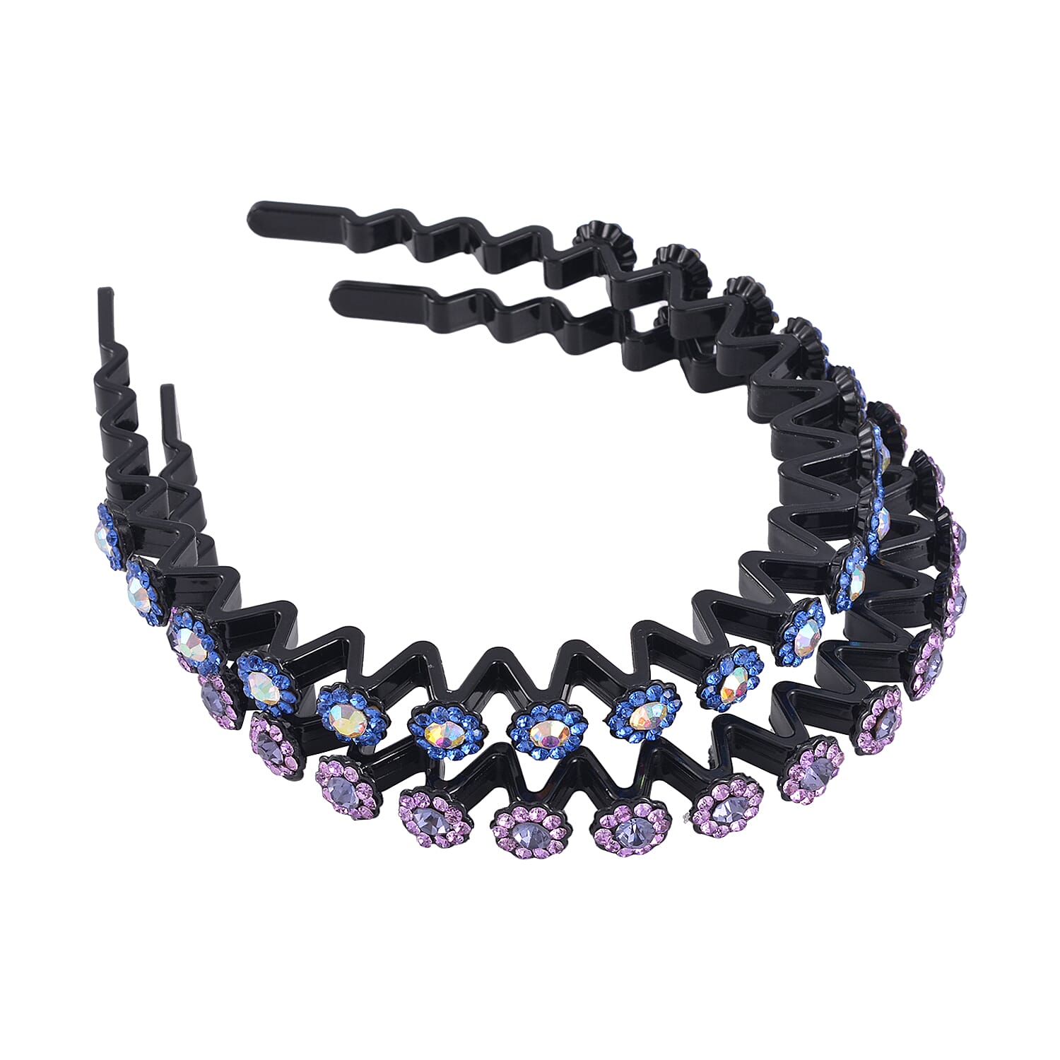 Resin, Multi Color Austrian Crystal Set of 2pcs Hair Hoops