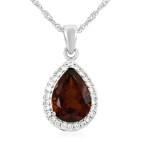 Cognac Topaz and Simulated Diamond Pendant Necklace 18-20 Inches in Sterling Silver 3.65 ctw