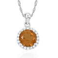 Cognac Topaz and Simulated Diamond Pendant Necklace 18-20 Inches in Sterling Silver 3.90 ctw - Sticky add to cart bar