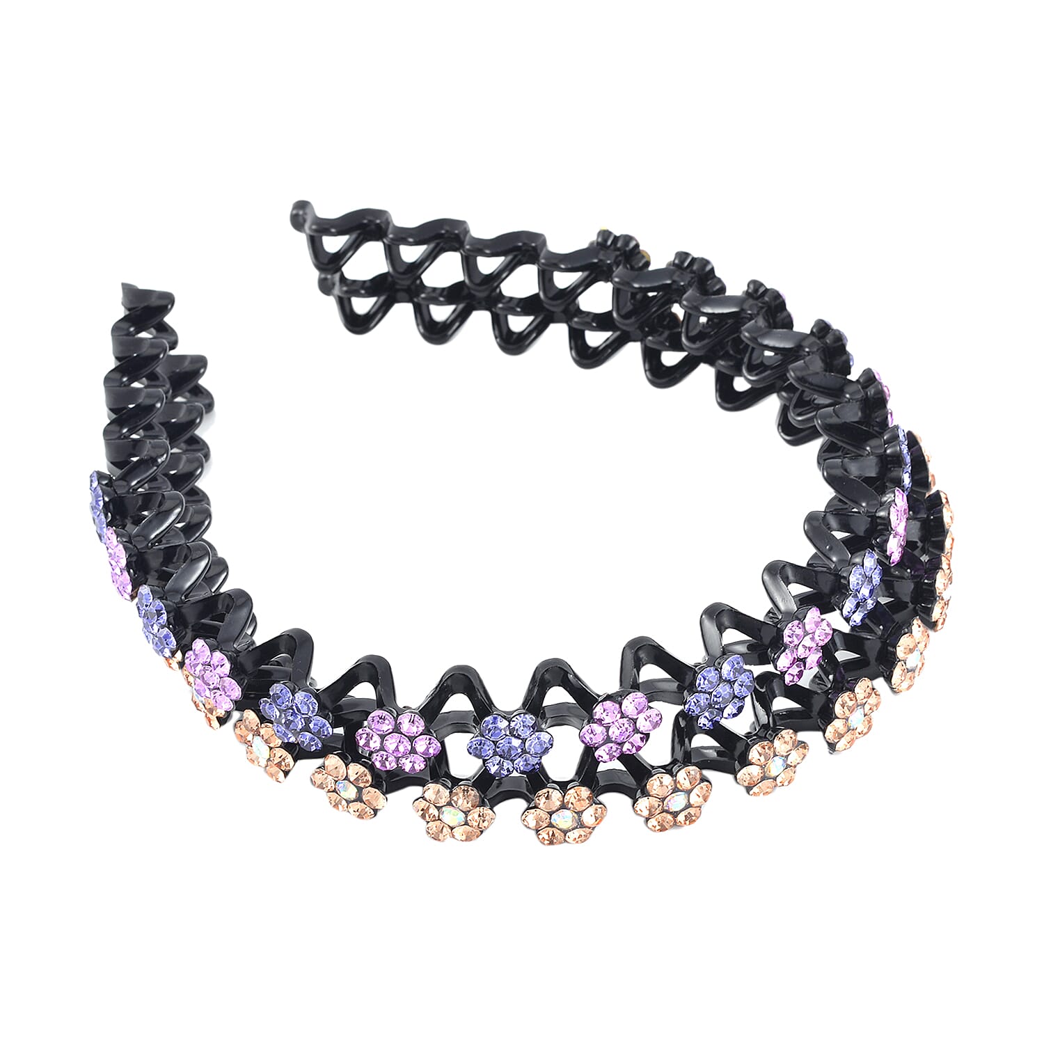 Resin, Multi Color Austrian Crystal Set of 2pcs Hair Hoops