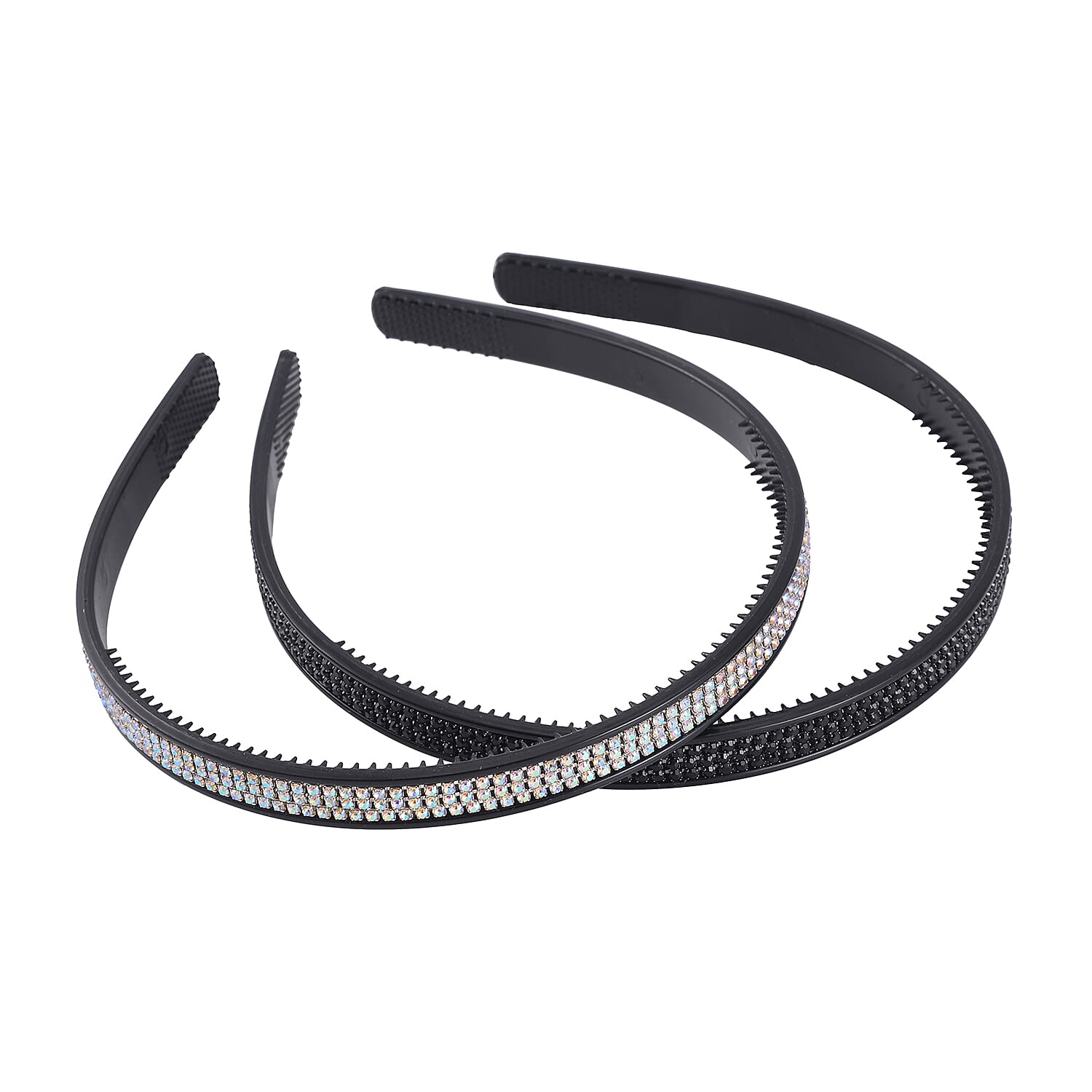 Resin, Mystic White and Black Austrian Crystal Set of 2 Hair Hoop