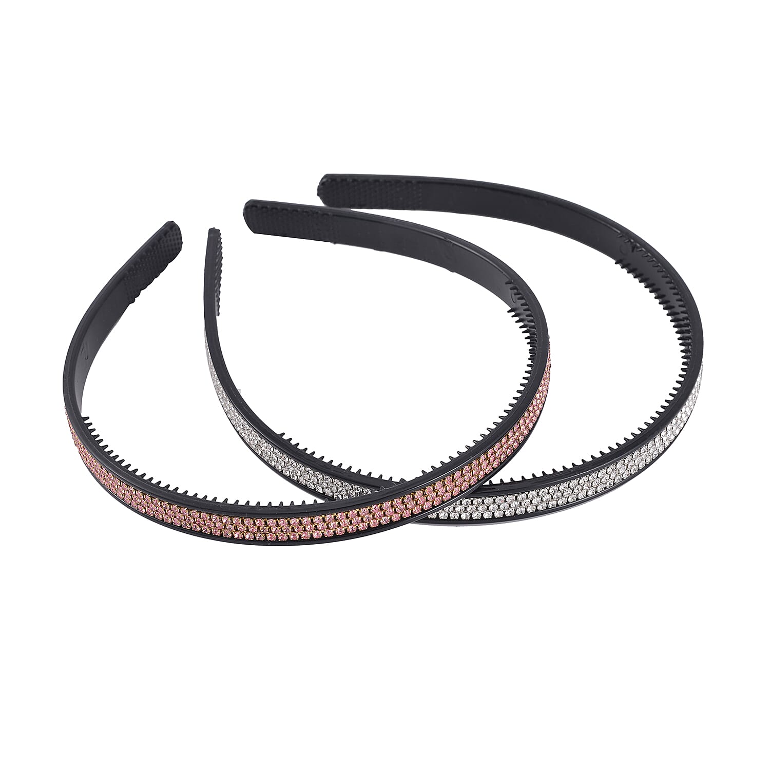 Resin, Mystic White and Black Austrian Crystal Set of 2 Hair Hoop