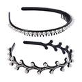 Set of 2 Hair Hoop with Pearl and White Crystal, Hair Accessories for Women, Bridal Pearl and Crystal Headband - Sticky add to cart bar