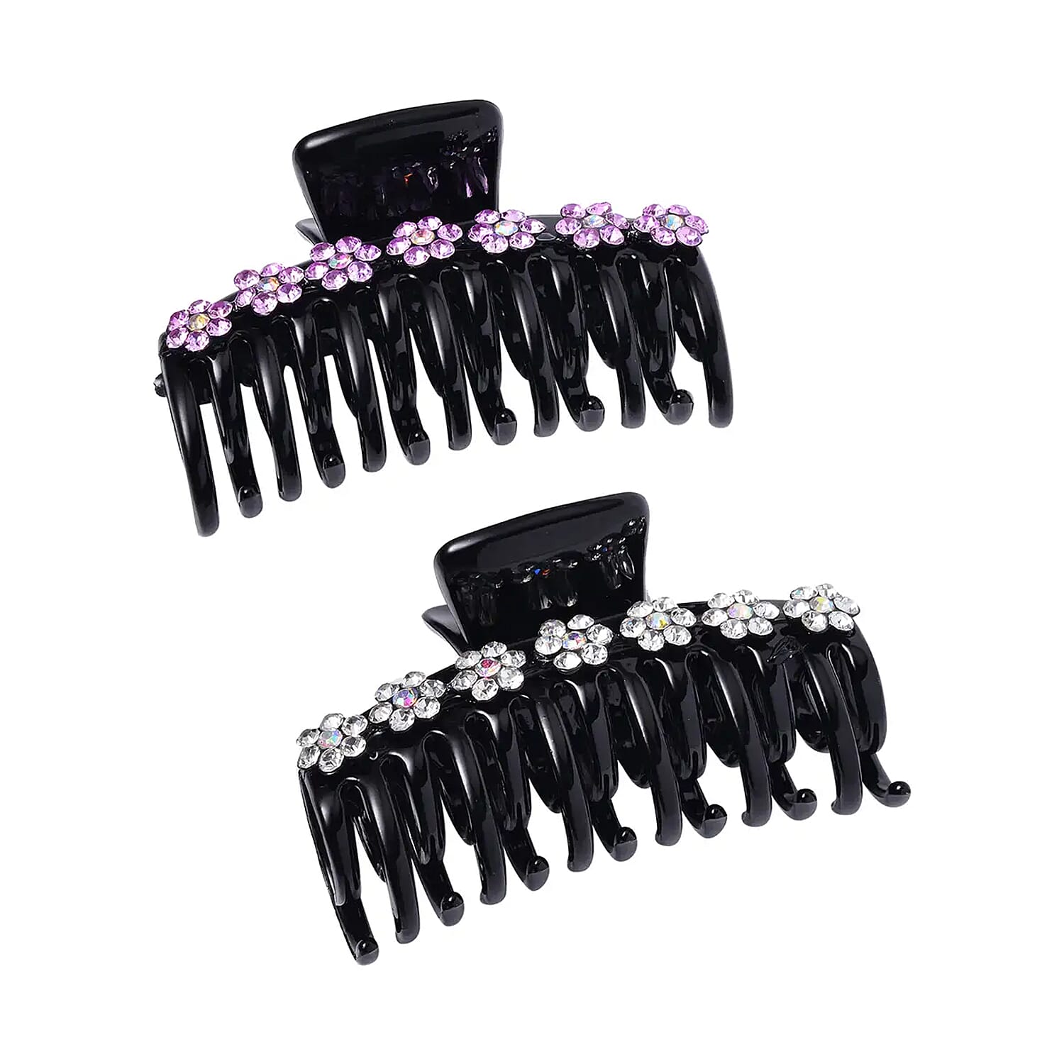 Set of 2 Resin, Multi Color Austrian Crystal Hair Claw Clip
