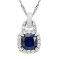 Thai Blue Spinel and Simulated Diamond Pendant Necklace 18-20.5 Inches in Sterling Silver 9.50 ctw - Sticky add to cart bar