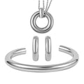 Pick of The Hour Hoop Earrings, Cuff Bracelet (7.50 In) and Necklace (20 Inches) in Stainless Steel - Sticky add to cart bar