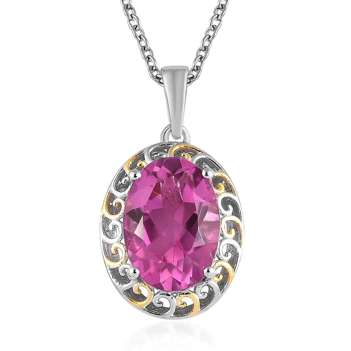Karis Radiant Orchid Quartz (Triplet) Pendant in 18K YG Plated, Platinum Bond with Stainless Steel Necklace 20 Inches 6.40 ctw