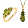 Premium Peridot Ring Size 5 and Pendant Necklace 20 Inches in Vermeil Yellow Gold Over Sterling Silver 4.00 ctw - Sticky add to cart bar