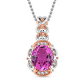 Radiant Orchid Quartz (Triplet) and White Zircon Pendant Necklace 20 Inches in Vermeil Rose Gold and Platinum Over Sterling Silver 2.40 ctw - Sticky add to cart bar