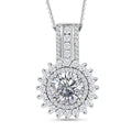 Moissanite (Rnd 8mm) Cocktail Pendant Necklace (20 Inches) in Platinum Over Sterling Silver 2.15 ctw - Sticky add to cart bar