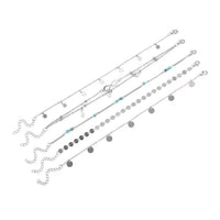 Set of 5 Blue Howlite and Simulated Pearl Charm Anklet (9-11 In) in Silvertone 0.80 ctw