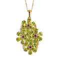 Premium Peridot and Orissa Rhodolite Garnet Floral Pendant Necklace 20 Inches in Vermeil Yellow Gold Over Sterling Silver 10.25 ctw - Sticky add to cart bar