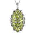 Premium Peridot and White Zircon Floral Pendant Necklace 20 Inches in Platinum Over Sterling Silver 7.85 ctw - Sticky add to cart bar
