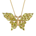 Premium Peridot Butterfly Pendant Necklace 20 Inches in Vermeil Yellow Gold Over Sterling Silver 4.60 ctw - Sticky add to cart bar