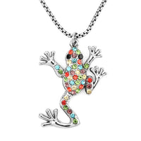 Multi Color Austrian Crystal Owl Pendant Necklace 28 Inches in Silvertone