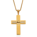 Austrian Crystal Cross Symbol of Faith Men's Pendant Necklace (24 Inches) in ION Plated YG Stainless Steel - Sticky add to cart bar