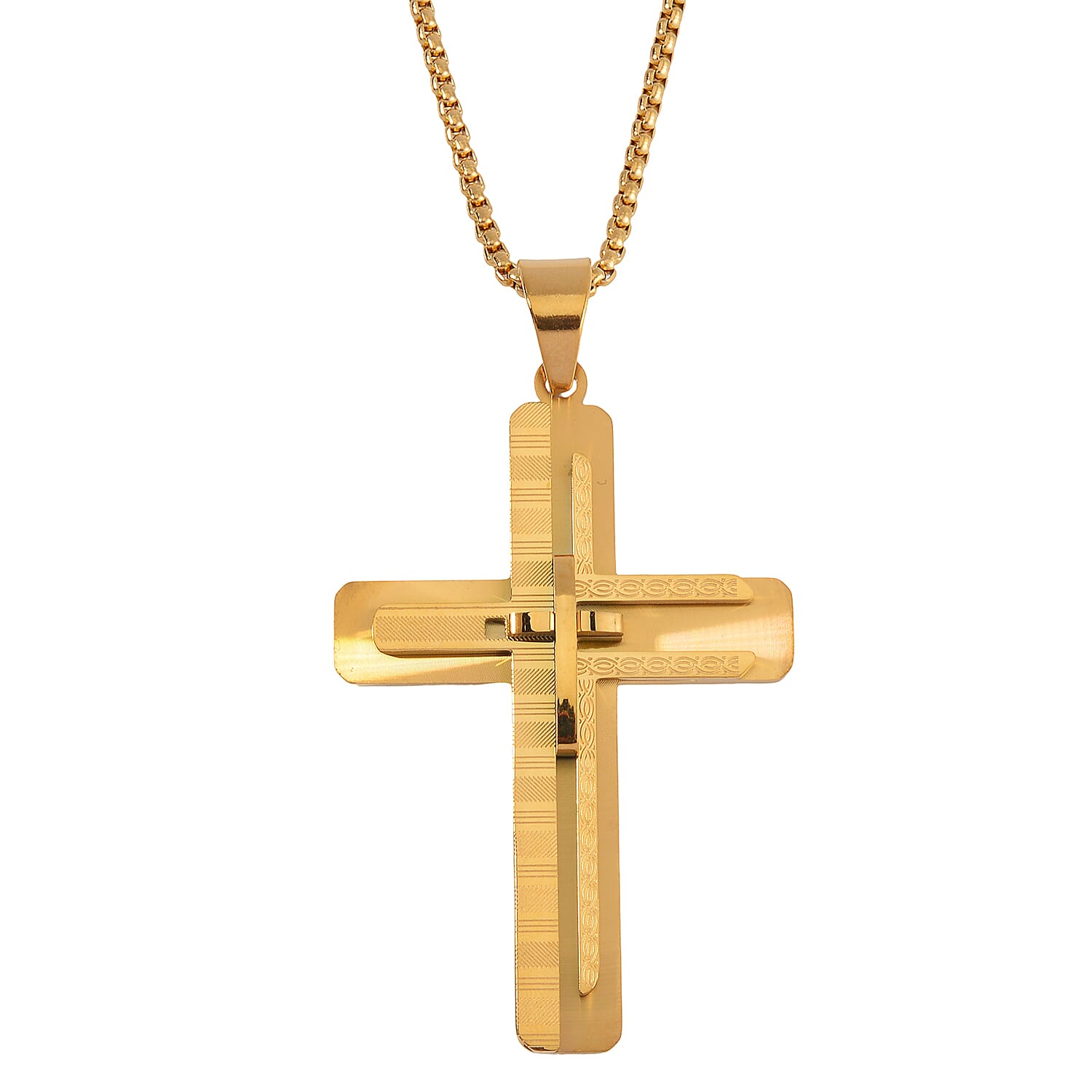 Cross Pendant Necklace s in ION Plated YG Stainless Steel