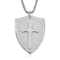 Cross with Bible Pendant Necklace (24 Inches) in Stainless Steel - Sticky add to cart bar