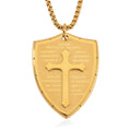 Cross with Bible Pendant Necklace (24 Inches) in Stainless Steel - Sticky add to cart bar