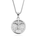 Bible Cross Coin Men's Pendant Necklace (24 Inches) in ION Plated YG Stainless Steel - Sticky add to cart bar