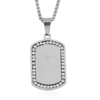 Austrian Crystal Cross with Bible Pendant Necklace (24 Inches) in Stainless Steel