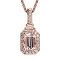 Premium Pink Morganite and White Zircon Halo Pendant Necklace 20 Inches in Vermeil Rose Gold Over Sterling Silver 0.80 ctw - Sticky add to cart bar