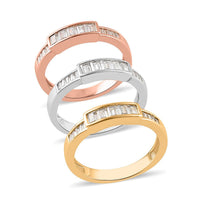 Simulated Diamond Set of 3 Ring in ION Plated YRG and Stainless Steel 4.20 ctw