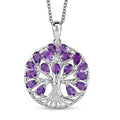 African Amethyst Pendant in Tree of Life Platinum Over Sterling Silver with Stainless Steel Necklace (20 Inches) 3.40 ctw - Sticky add to cart bar