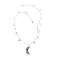 Agate Star Charm Pendant Necklace 16.5-18.5 Inches in Silvertone 32.50 ctw