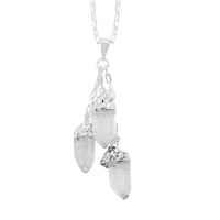 Crystal Pendant Necklace 28-30 Inches in Silvertone 27.50 ctw