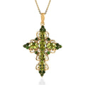 Premium Peridot and Chrome Diopside Cross Pendant Necklace 20 Inches in Vermeil Yellow Gold Over Sterling Silver 4.00 ctw - Sticky add to cart bar