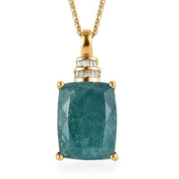Premium Grandidierite and Diamond 12.85 ctw Pendant Necklace in Vermeil Yellow Gold Over Sterling Silver 20 Inches