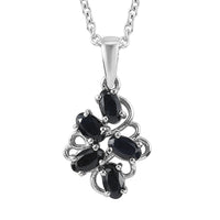 Midnight Sapphire 1.50 ctw Pendant Necklace 20 Inches in Stainless Steel