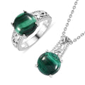 Karis African Malachite Solitaire Ring (Size 5.0), Pendant in Platinum Bond with Stainless Steel Necklace (20 Inches) 9.20 ctw - Sticky add to cart bar
