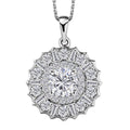 Moissanite Floral Pendant Necklace 20 Inches in Platinum Over Sterling Silver 2.50 ctw - Sticky add to cart bar