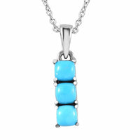 Sleeping Beauty Turquoise Pendant Necklace 20 Inches in Stainless Steel 0.90 ctw