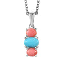 Sleeping Beauty Turquoise and Premium Oregon Peach Opal Pendant in Sterling Silver with Stainless Steel Necklace (20 Inches) 1.55 ctw - Sticky add to cart bar