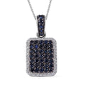 Premium Kanchanaburi Blue Sapphire and White Zircon Pendant Necklace 18 Inches in Platinum Over Sterling Silver 2.50 ctw - Sticky add to cart bar