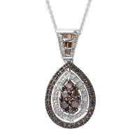 Red and White Diamond Pendant Necklace 20 Inches in Platinum Over Sterling Silver 1.00 ctw