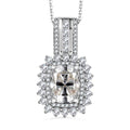 Moissanite Double Halo Pendant Necklace 20 Inches in Platinum Over Sterling Silver 2.50 ctw - Sticky add to cart bar