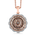 TLV Natural Champagne and White Diamond Floral Pendant Necklace (20 Inches) in Vermeil RG Over Sterling Silver - Sticky add to cart bar